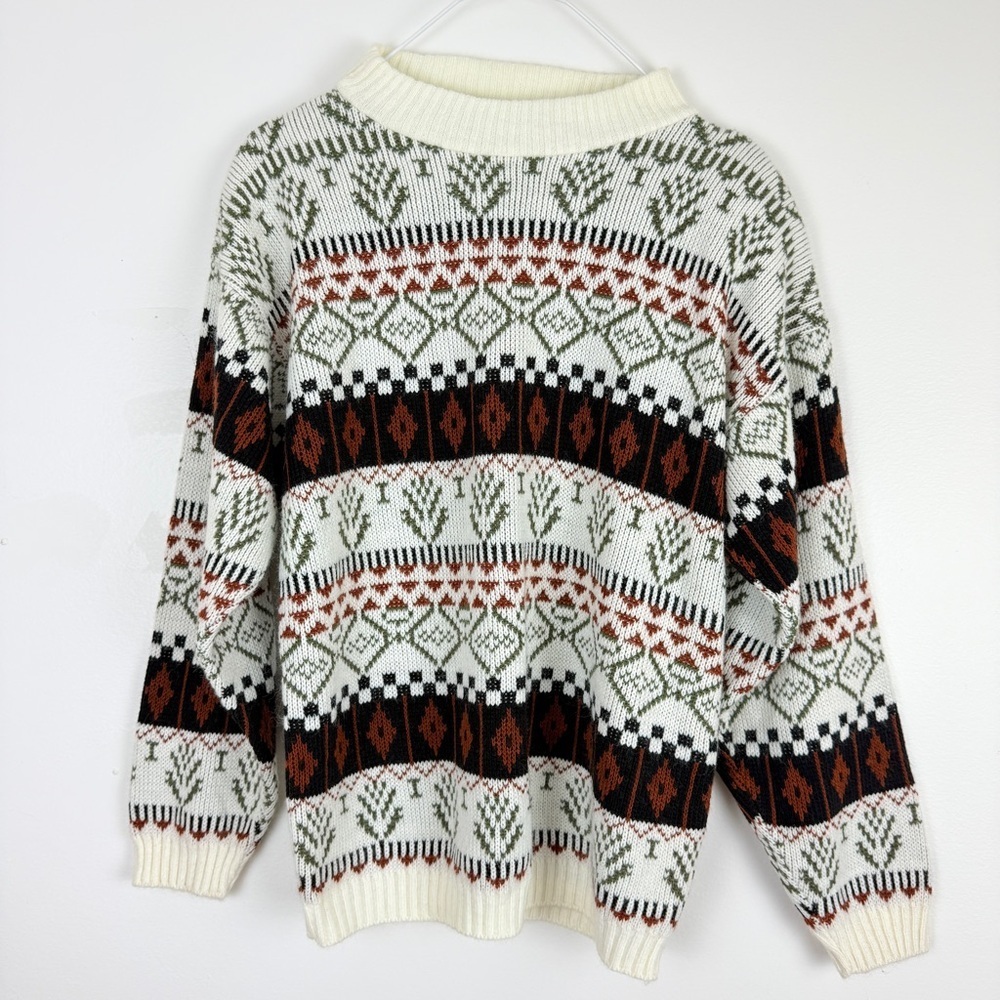 Vintage La Vista Fair Isle Sweater Made in USA Nordic Knit Pullover Retro 80s